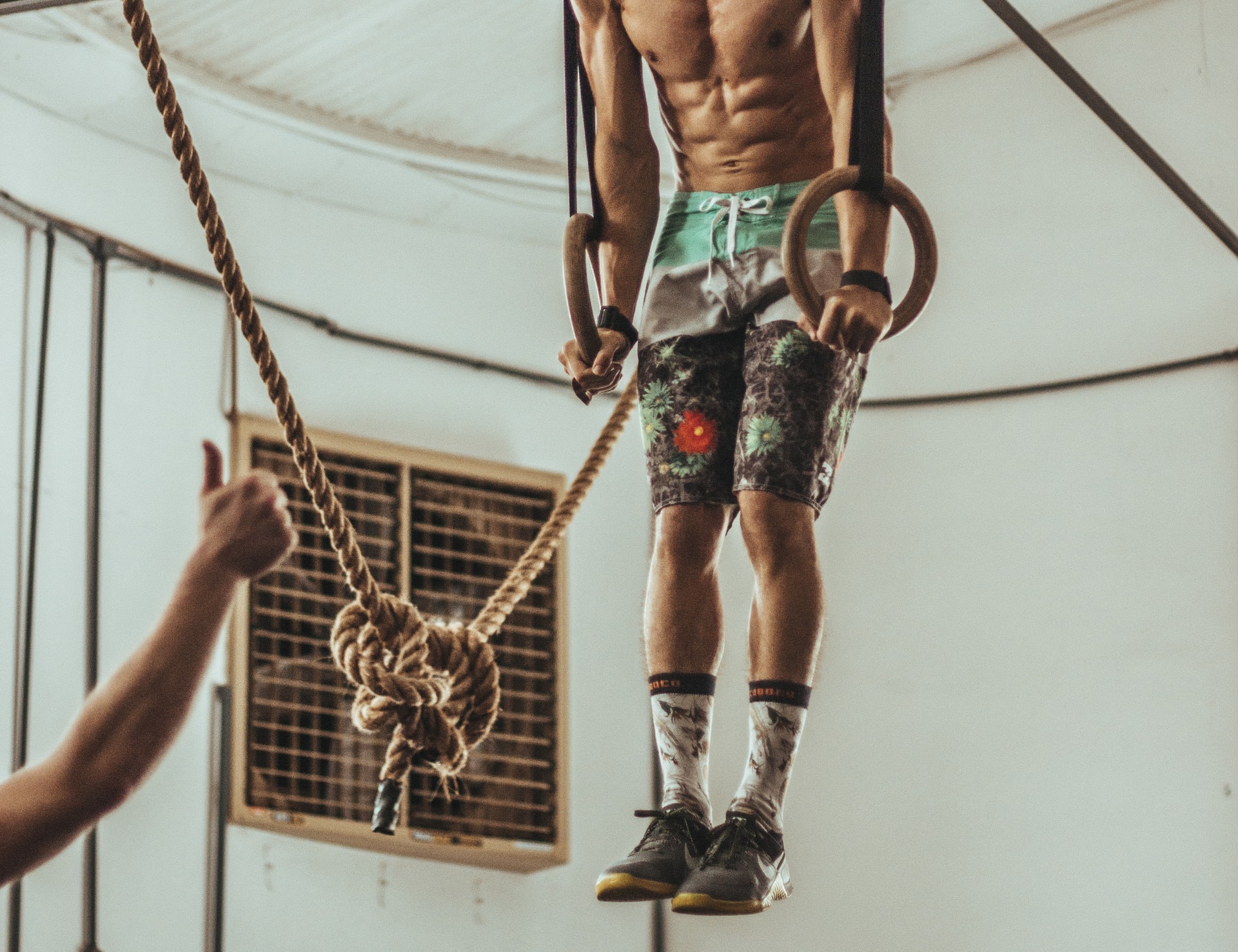 gymnast hanging